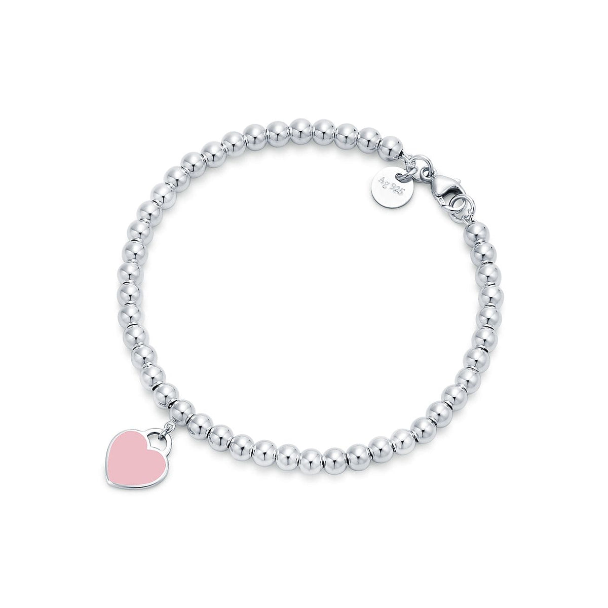 Return To Tiffany Pink Heart Tag Bead Bracelet