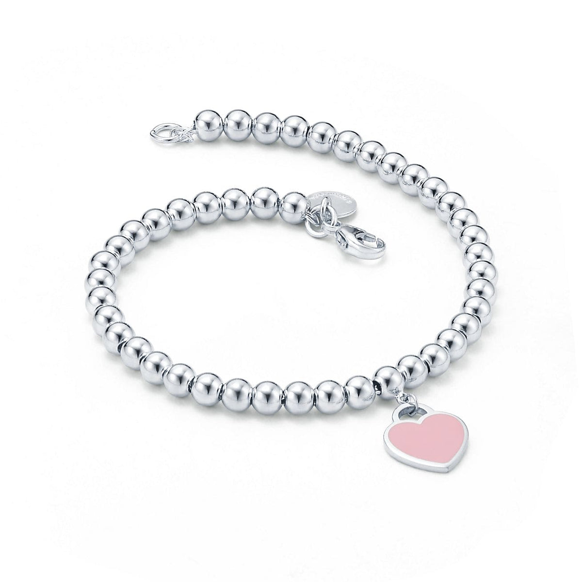 Return To Tiffany Pink Heart Tag Bead Bracelet