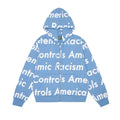 Denim Tears x Arthur Jafa Systemic Racism Controls America Zip Up Hoodie Dusty Blue