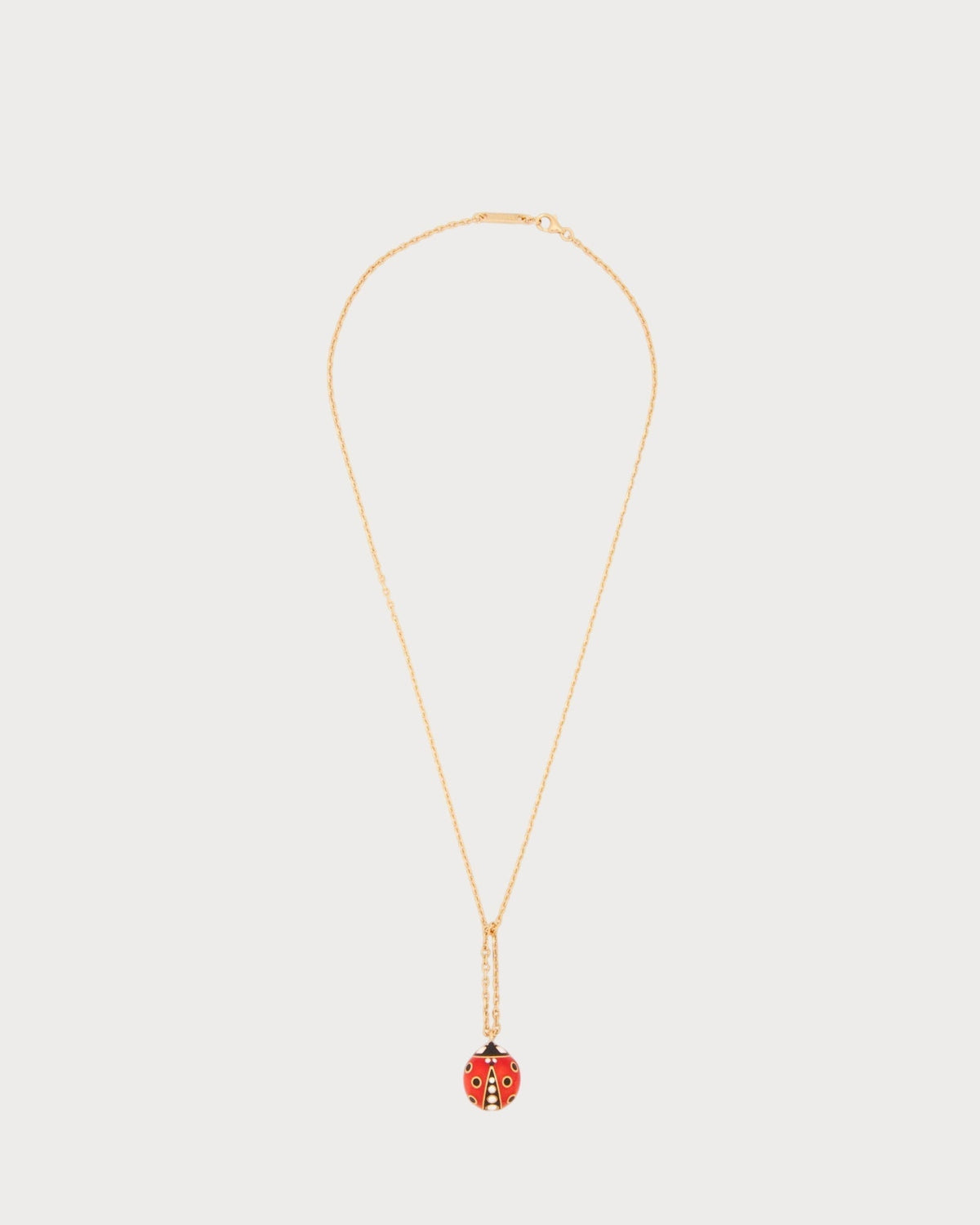 LOEWE Dangling Ladybug Necklace in Sterling Silver Enamel and Crystals(Gold)