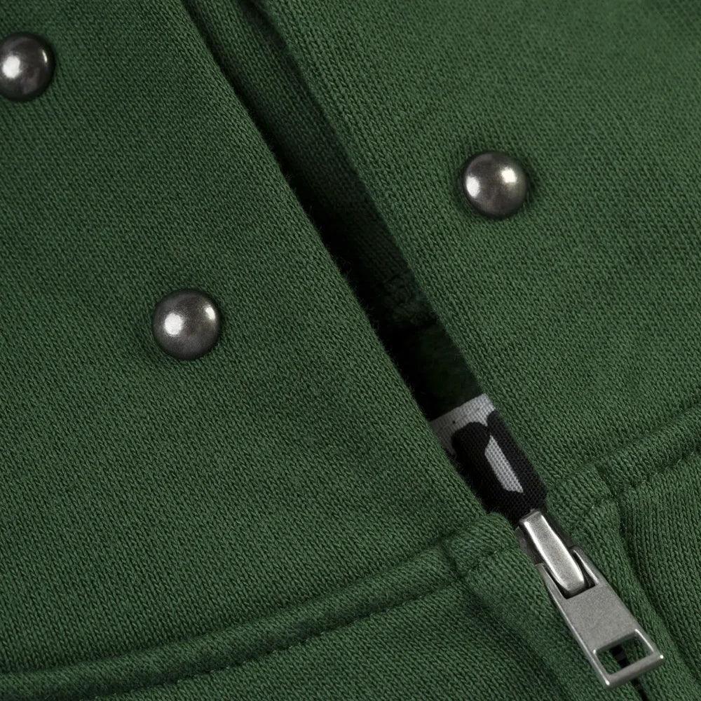 Sp5der Og Web Studded Zip Hoodie Green